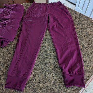 Infinity Brand Size Small Wine Scrubs Bundle of 3 Jogger Style